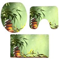 Christmas Winter Pgojuni Bathroom Non-Slip Pedestal Rug + Lid Toilet Cover + Bath Mat Set 3PCS (D)