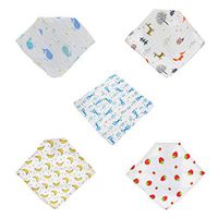 NUOBESTY 5Pcs Muslin Burp Cloths Baby Towel Cotton Gauze Super Water Absorbent Soft Cotton Toddler Towel Baby Girls Boys