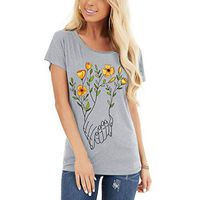 Short Sleeve Tee Blouse for Women,Amiley Womens Creative Floral Print O-Neck Casual Summer Short Sleeve T Shirts Tops Blouses