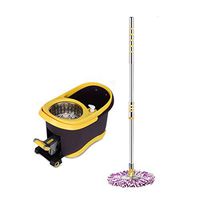MOP Spinning and Bucket Cleaning Set Non-Slip Pedal Hand Pressure 2 in 1 Adjustable Household Brown Head2