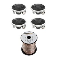 Yamaha NS-IW280CWH 6.5" 3-Way In-Ceiling Speaker System - White (4 Speakers + AmazonBasics Speaker Wire)