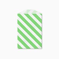 25 Green and White Diagonal Stripe Little Bitty Bags 2.75 X 4 Inches
