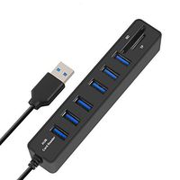 Ocamo USB Hub Combo, 6-Port USB 2.0 Data Hub 2 In 1 SD/TF Multi USB Combo with 3ft Cable for Mac, PC, USB Flash Drives And Other Devices