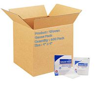 Woven Gauze Pads 4" x 4". Case of 600 12-ply Disposable Cotton sponges for Wound Dressing, Cleaning, prepping, or Packing. Sterile, 100% Cotton, Latex-Free.