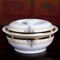 AXZHYX Bowl Soup Pot White 9 Inch Ceramic with Lid Porridge Bowl Household Microwave Heating Soup Bowl Gift Tableware Hotel Tableware Home Noodles Boiled Fish Soup Bowl (Color : 1#)