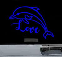 JS Artworks Dolphin Love Vinyl Decal Sticker (Blue)
