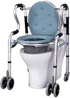 HFENGHUANG Bedside Toilet Chair, Folding Elderly with Toilet/Covered Wheels, Disabled Walker