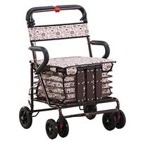 Rollators & Walkers Rolling Walkers Elderly Walker Lightweight Folding Four-Wheel Roller Walker with Padded Seat Lockable Brake Height Adjustable Ergonomic Handle and Basket