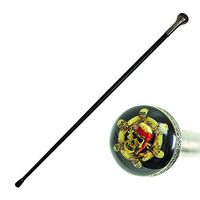 37" Round Glass top Pirate Skull Steel Walking Stick Gentleman's Cane Brand New