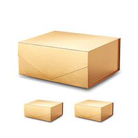 PACKHOME 3 Gift Boxes 9.5x7x4 Inches, Bridesmaid Boxes, Rectangle Collapsible Boxes with Magnetic Lids for Gift Packaging (Grossy Gold）