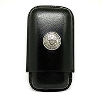 Genuine Leather US Navy Cigar Case 3-Finger with 3 Cigar Holders - Pocket-Sized Cigar Case for Travel, Gifts for Men by Cigar Cutters by Jim (Black)
