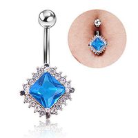 Surgical Steel Crystal Navel Rings Belly Button Ring Bar Piercing Jewelry Beauty Best For gift Womans Party Accessories Women Elegant Design | Color - Blue