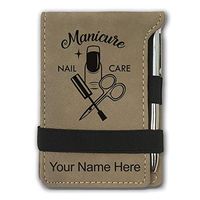 Mini Notepad, Manicure, Personalized Engraving Included (Light Brown)