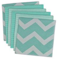 DII Microfiber Multi-Purpose Cleaning Cloths Perfect for Kitchens, Dishes, Car, Dusting, Drying Rags, 12 x 12, Set of 6 - Aqua Chevron