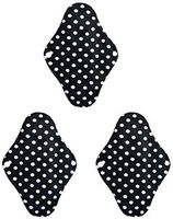 9" x 6.5" Regular Size, Aslana Reusable Cloth Menstrual Period Pads, 4 Layers Sanitary Napkins for Daily Use Regular Flow Pantiliners (3-Pack, Fleece PUL- Polka Dot, Black)