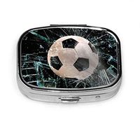 Fast Soccer Ball Through Broken Glass Pill Cases Metal Fashion Pill Box Tablet Holder Wallet Organizer Case for Pocket Or Purse