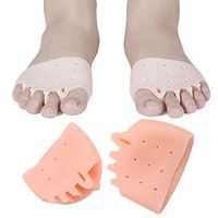 Ibnotuiy 2 Pairs Silicone Metatarsal Cushion Bunion Corrector Pads/5 Holes Toe Separators for Foot Support and Foot Pain Relief (Pink)