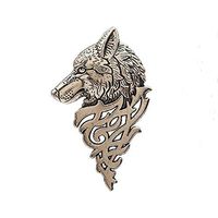 Accessory Shirt Accessory Bronze Stick Viking Badge Wolf Head Lapel Pin Brooch Fashion Creation Beauty Jewelry Party Woman Girl Design Style | color - silver