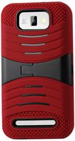 Reiko Silicon Case and Protector Cover with New Kickstand for BLU Studio 5.5 D610A - Retail Packaging - Red/Black