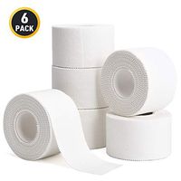 TOBWOLF 6PCS Sports Tape, 1.5" x10yd / 3.8cmx9.14m Hand Tearing Cotton Physio Tape, Therapeutic Medical Athletic Tape with Tooth Edge for Pain Relief & Muscle Support - White