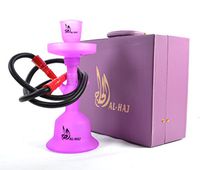 Al-Haj 100% Glass 13" Hookah Shisha Water Smoke Pipe Nargile 5 Colors + Colorful LED Lamp (Purple)