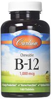 Carlson - Chewable B-12, 1000 mcg, Energy Production, Nerve Function & Optimal Wellness, Lemon, 180 tablets