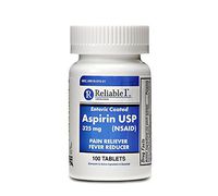 Reliable 1 Aspirin USP 325 mg (NSAID) 100 Enteric Coated Tablets (1 Bottle)