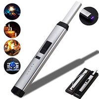 Candle Lighter Electronic USB Rechargeable Pulse Plasma Arc Lighter with Safety Lock and Power Indicator No Gas No Oil Windproof Lighter Perfect for Home Kitchen Fireworks Camping Stove (Silver)