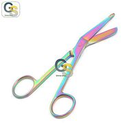 G.S 5.5 INCH Bandage Scissor, Rainbow Finish, 1.6 Ounce Best Quality