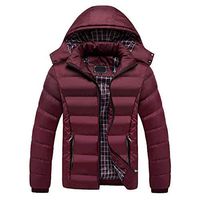 Hattfart Men's Hooded Waterproof Fleece Ski Jacket Windproof Thicken Parka Quilted Winter Coat Windbreaker (M, Wine)