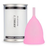 Reusable Menstrual Cup by KORSMALL，Economical Feminine Alternative Protection for Cloth Sanitary Napkins,Most Comfortable Period Cups- Soft, Flexible, Medical-Grade Silicone (Pink, Large)