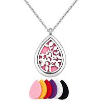 Infinite Memories Family Tree of Life Waterdrop Essential Oil Diffuser Aromatherapy Necklace Stainless Steel Locket Pendant