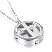 constantlife Cremation Jewelry Two in One Multifunction Essential Oil Diffuser Locket Pendant Urn Necklace for Ashes Memorial Gift (Cross)