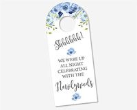 10 Pack Wedding Door Hanger Sign, Hotel Welcome Bag Signs, Do Not Disturb Sign Blue Floral (DH-308-002-CE)