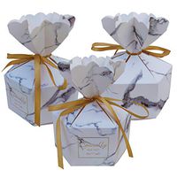 Lontenrea 30 Pcs Large-Size Christmas Candy Boxes Wedding Birthday Party Favor Gift Box with 30Pcs Golden Ribbon Decoration (Grey Marble)