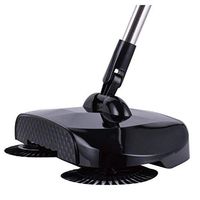 Cyt Hand Push Broom Dustpan Sweeper Household Combined Vacuuming Non-Electric Adjustable Length (color : Black)