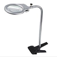 Roeam New Lighted Clip-on Table Top Desk LED Lamp Reading 2.5x 5x Magnifier Large Lens Magnifying Glass with Clamp