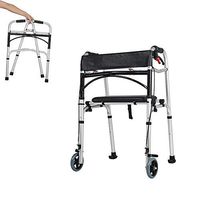 Portable 2 Wheel Rollator Walker with Brakes Folding Lightweight Standard Walker Height Adjustable Standard Walkers Elderly People Foldable Walker,WithSeat