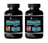 Liver Detox with Milk Thistle Supplements - Liver Cleanse & Detox Complex 900 MG - Extra Strength Formula - Milk Thistle Dandelion Capsules - 2 Bottles 180 Capsules
