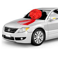 QzoneLife Car Bow 16Inch Giant Red Silk Bow with 13Feet Car Ribbon for Cars, Gift Wrapping, Big Gift Bow, Birthday Bow, Huge Gift Decoration, Christmas Bows