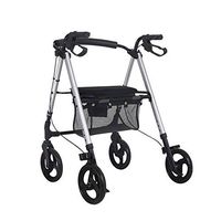 ZAIHW Walker Rollator, Steel Frame, Fold Up, Removable Back Support, Padded Seat, Silver