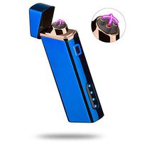 Lighter, Electric Arc Lighter USB Rechargeable Plasma Lighter Windproof Lighter - Battery Status Indicator, Upward Electrodes - Bright Blue S1700