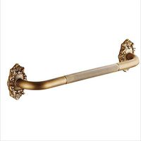 He Xiang Firm Full Copper European Antique Armrest Grab Bar for Toilet Shower Bathroom Round Grab Rail Bathroom Hand Grip/Wall Mounted Straight Towel Holder 50cm