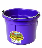 Little Giant Plastic Animal Feed Bucket (Purple) Flat Back Plastic Feed Bucket with Metal Handle (8 Quarts / 2 Gallons) (Item No. P8FBPURPLE)