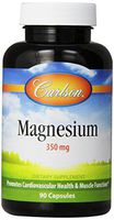 Carlson Magnesium 350 mg, Heart and Muscle Health, 90 Capsules