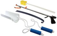 Sammons Preston Economy Hip Kit I, 4-Piece Kit Includes 26" Easireach II Reacher, 16.5" Plastic Shoehorn, Sock Aid with Built-Up Handles & Contoured Bath Sponge, Dressing Aids & Self-Care Tools