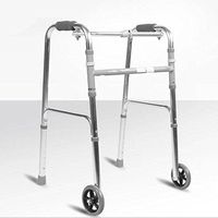 FBVDF JIN Elderly Walker Aluminum Alloy Foldable Telescopic Medical Rehabilitation Auxiliary Equipment Four-Wheel Pulley Walker