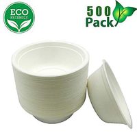OURhome 500 Pack Biodegradable and Compostable Paper Disposable Bowl, Eco Friendly Sugarcane Bowls/Bagasse, Safe for Picnics, BBQs,and Parties