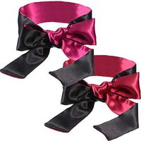 Hestya 2 Pack Sleeping Mask Satin Eye Mask Blindfold, 150 cm (Black Red and Black Rose Red)