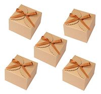 Sdootjewelry 50 Pcs Kraft Paper Candy Favor Boxes, Decorative Treat Box with a Roll of Brown Ribbon Party Wedding Birthday Favor Gift Boxes…